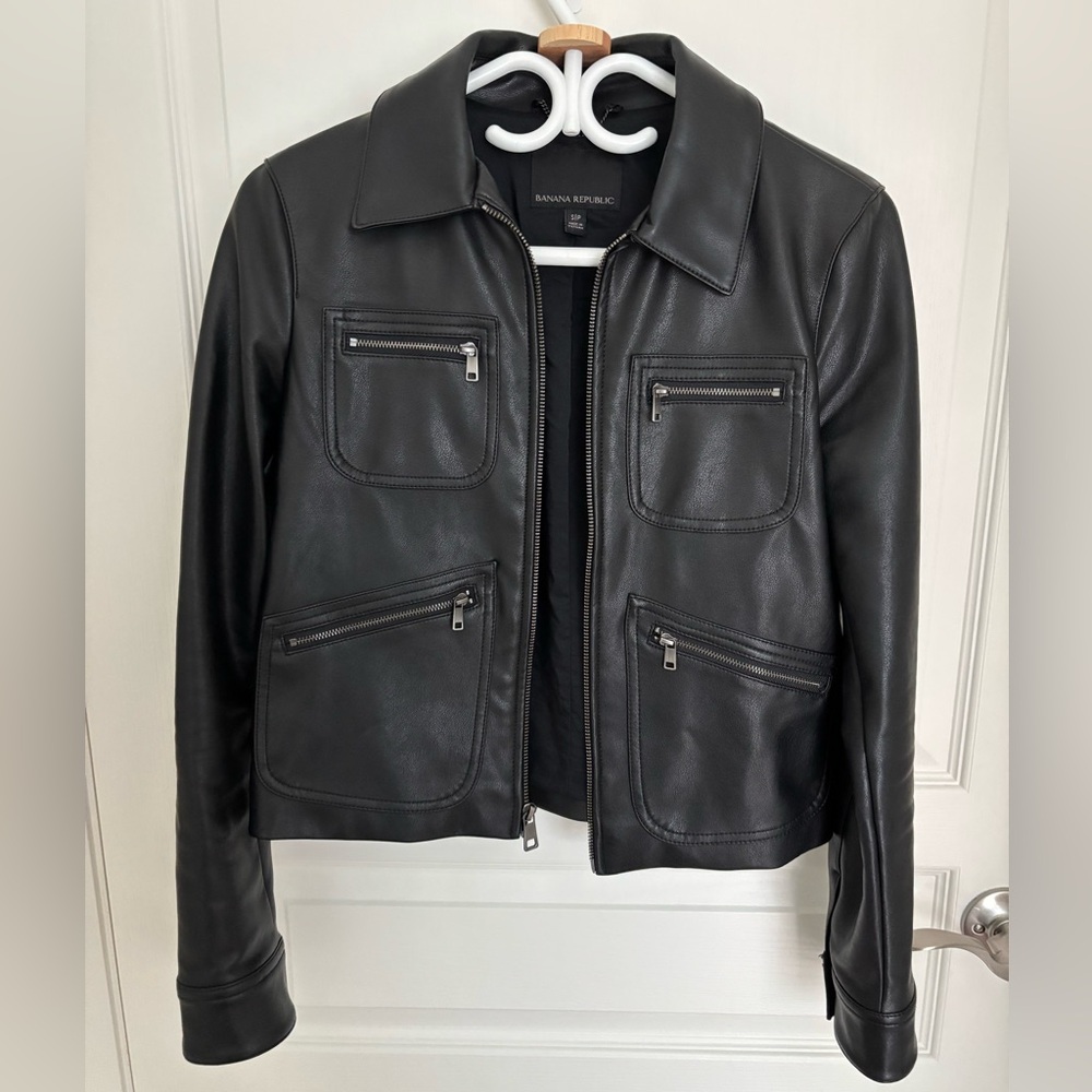 Banana Republic Black Vegan Leather Jacket